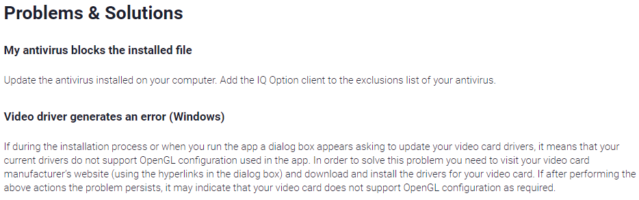 Problems & Solutions of iqoption