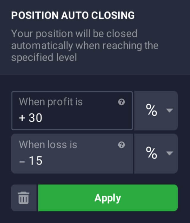 IqOption Membuka pesanan stop loss