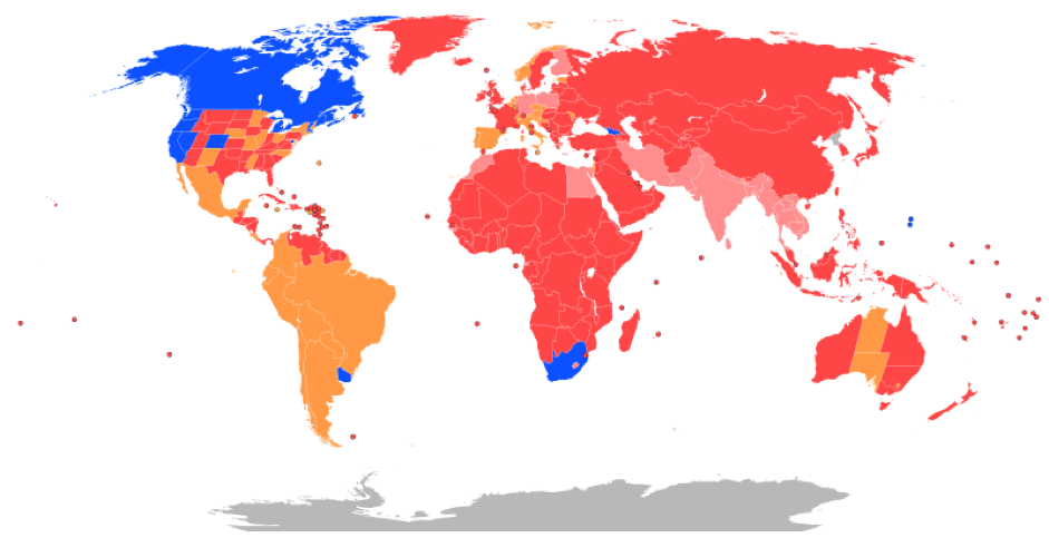 国別のレクリエーション大麻。