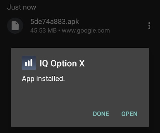 iqoption apk completa l'installazione