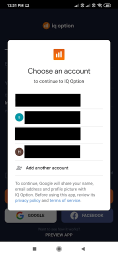 Iqoption Gmail form